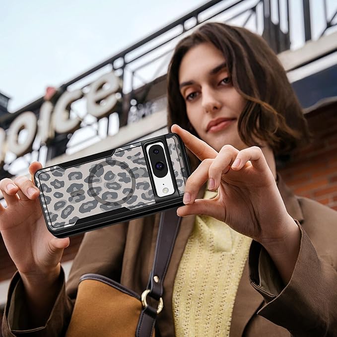 for Google Pixel 8 Case 6.2 Inch - Compatible with MagSafe Women Girls Cute Magnetic Protective Cover Cool Fun Unique Leopard Heavy Duty Shockproof Design for Google Pixel 8 Phone Cases