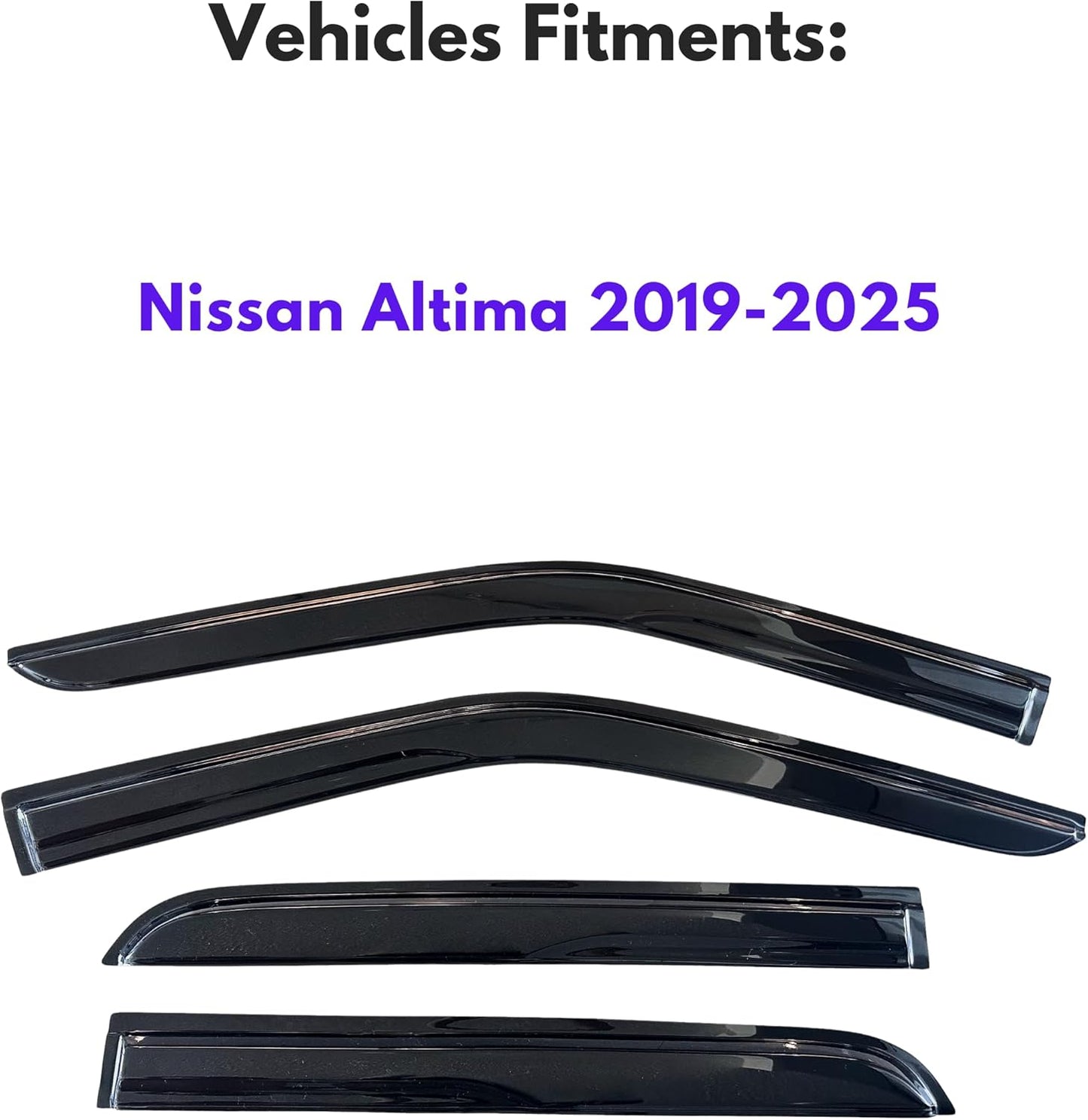 KPY Window Visor Compatible with Nissan Altima 2019-2025, 4PC Rain Guard Side Window Vent Deflectors Tape-On Mugen Style, 2019 2020 2021 2022 2023 2024 2025