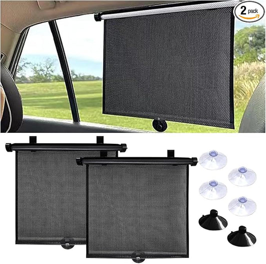 2PCS Car Window Shades for Baby, 20"×20" Retractable Car Shades for Side Window with Suction Cups, Blocks Heat & UV Rays Glare Protection, Baby Auto Accessories for Cars House Office Window (X-Large)