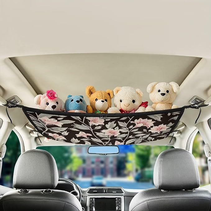 Generic Morning Glory Car Ceiling Cargo Net,31.69"x24.02"Reduce Sagging of Car Roof Mesh Storage Organizer,Camping Gear Cargo Bag,Long Travel Road Trip Car Camping Essentials Accessories