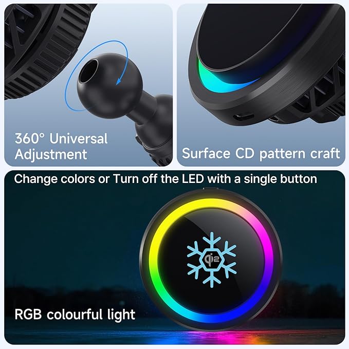Qi2 Certified 15W Wireless Car Charger with Peltier Cooling, MagSafe Compatible Magnetic Car Mount, Strong N52 Air Vent Phone Holder for iPhone 17/16/15/14 Pro Max, Galaxy S26/S25(Harp Seal)