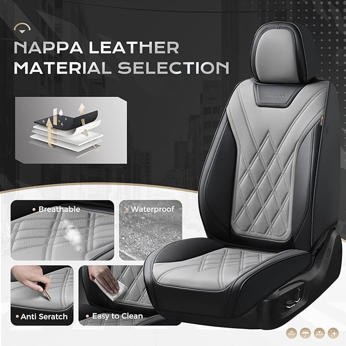 Coverado Car Seat Covers, Front Covers for Cars, Car Seat Cover Front Seats, Automotive Seat Cover, Waterproof, Leather Car Seat Cushion, Universal Interior Covers Seat Protectors for Most Cars