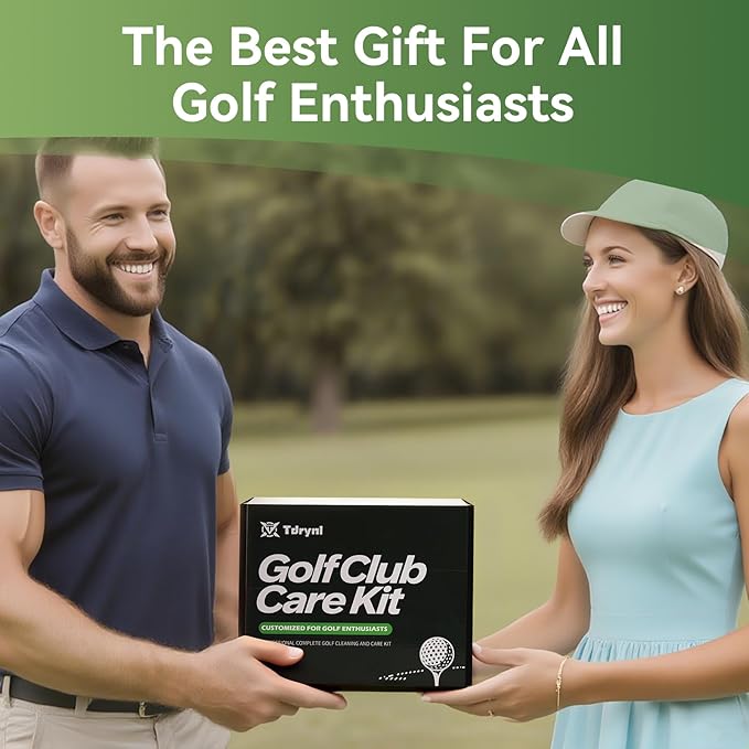 Pro Golf Club Care Kit – Cleaner, Polish, Brush, Groove Sharpener, Grip Cleaner, Magnetic Towel & Leather Bag – Restores Clubs, Removes Rust & Scratches, Renews Tackiness – Golf Gifts for Golfers