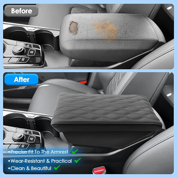 2025 2026 Sportage Accessories Center Console Cover for Kia Sportage (LX/EX/X-Line/SX/SX Prestige/X-Pro/X-Pro Prestige), Waterproof&Cushion Leather Cover 2025 Sportage Accessories (Padded)