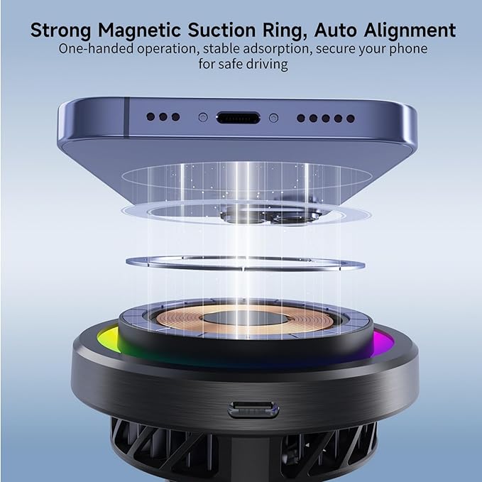 Qi2 Certified 15W Wireless Car Charger with Peltier Cooling, MagSafe Compatible Magnetic Car Mount, Strong N52 Air Vent Phone Holder for iPhone 17/16/15/14 Pro Max, Galaxy S26/S25(Harp Seal)