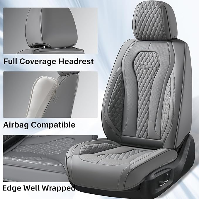 Coverado Automotive Seat Covers, Car Seat Covers 2 Seats, Gray Car Seat Cover, Driver Seat Covers, Front Car Seat Covers Car Seat Protector Universal Fit Most Cars