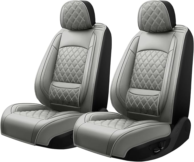Fit for Accent Seat Covers Compatible with Hyundai Accent 2017-2026 - Waterproof Breathable Leather Automotive Seat Cushions Protector,Airbag Compatible,Only 2 Front seat Covers(Gray)