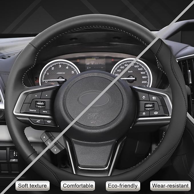 West Llama Customized Auto Car Steering Wheel Cover for Kia Sportage Sorento Spectra Forte 14.5-15 inch (Black-Standard Size)