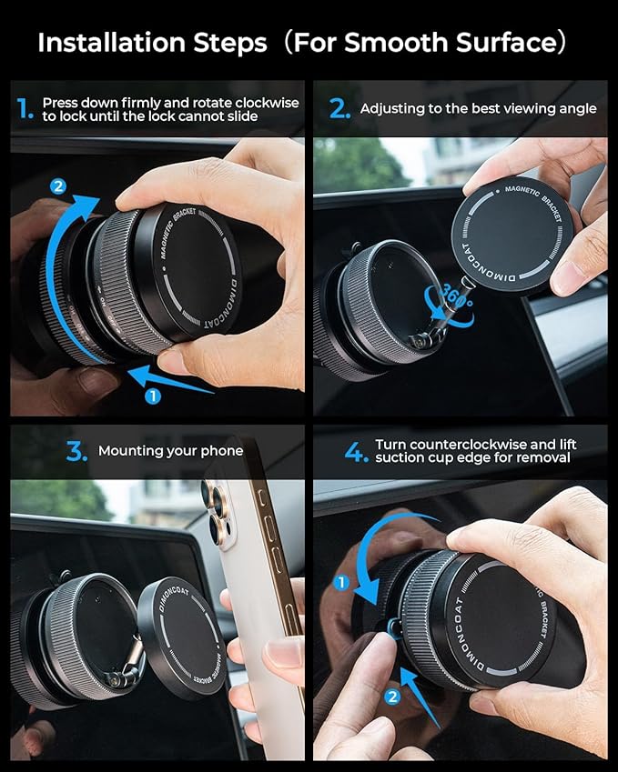 Upgraded Vacuum Magnetic Phone Holder Stand [89+LBS Strongest Suction & 24*N55 Ultra Magnetic] 360° Adjustable Car Phone Mount for MagSafe Suction Cup, Compatible with Car/Gym/Mirror for iPhone 17 16