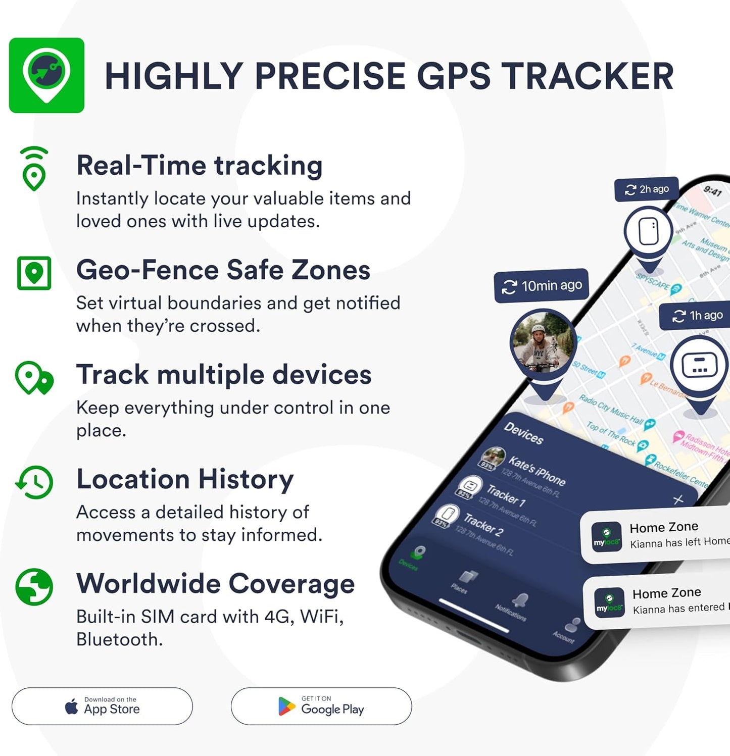 GPS Tracker for Vehicles with Magnet – 4G LTE Real-Time Location Device with App, Built-in SIM, 14-Day Battery – Anti-Theft GPS Tracker for Car, Motorcycle, Scooter, Bike - 12-Mo Subscription Incl