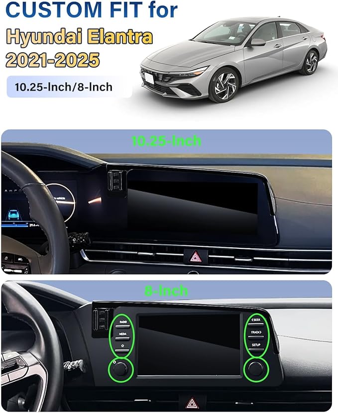SKYLOTEC Phone Mount for Hyundai Elantra 2021-2024 2025 Accessories 10.25-Inch/8-Inch Screen Fixed Clip, Automobile Cradles Car Phone Holder, Cell Phone Base Not Block Air Vent