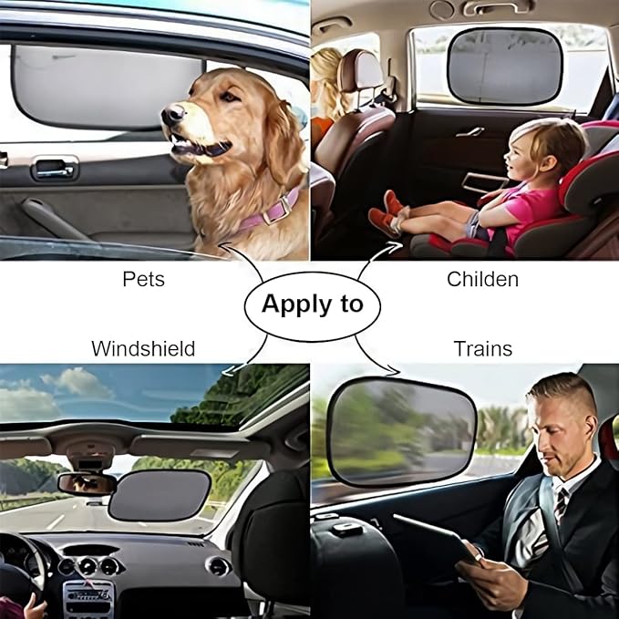 5Pack Set Car Window Shade, Auto Sun Shades for Side and Rear Window, Sun Glare and UV Rays Protection for Child, Sun Shade with Suction Cup Universal for Most Cars