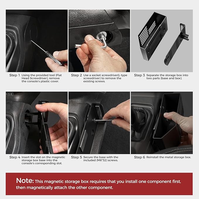 DIAMOOKY Metal Magnetic Center Console Organizer for Jeep Wrangler JL JLU 4XE 2018-2026 & Gladiator JT 2020-2026 Accessories Gear Shift Storage Box, Flag (Not for JK/JKU)