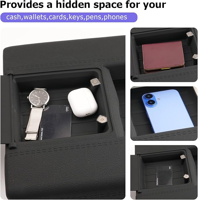 LUWU Center Console Cover Hidden Storage Box Compatible with 2022-2025 2026 Tundra (SR/SR5/Limited) Accessories Silicon Material Armrest Cover Center Console Hidden Organizer Box (2 in 1 Design)