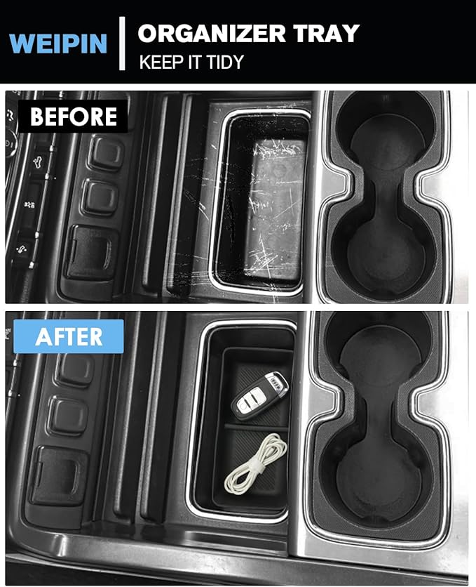 for 3PCS Center Console Organizer Tray&Console Tray Compatible with 2014-2018 Chevy Silverado/GMC Sierra 1500& 2015-2019 Silverado&Sierra 2500HD/3500HD - Full Console w/Bucket Seats Only