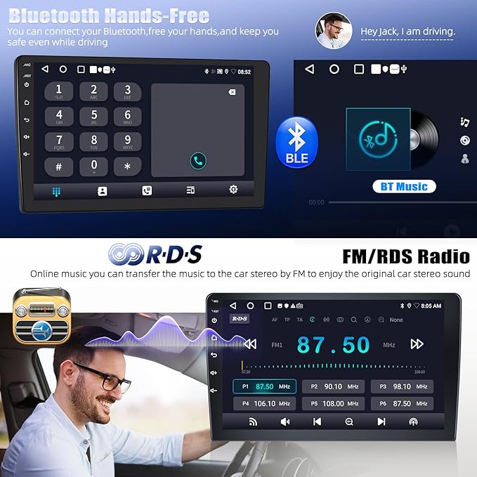 4 Core+64G Car Stereo Radio for Honda Civic 2006-2011 with Wireless Carplay Android Auto,10.1" Android 15 Touchscreen Car Radio with WiFi GPS Mirror Link Bluetooth EQ FM RDS SWC + Backup Camera