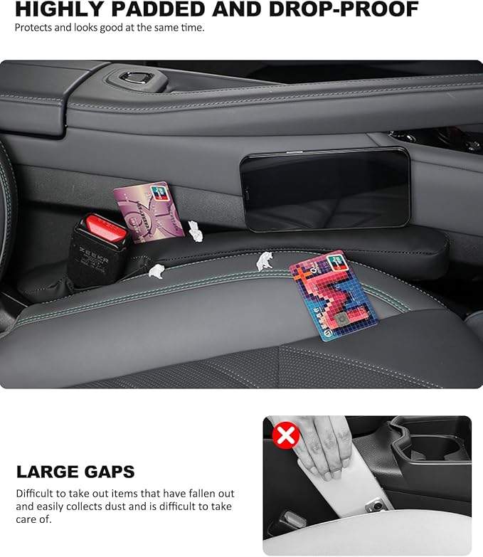 Car Seat Gap Filler Universal for Car SUV Truck Fit Organizer Fill The Gap Between Seat and Console Stop Things from Dropping 2Pcs