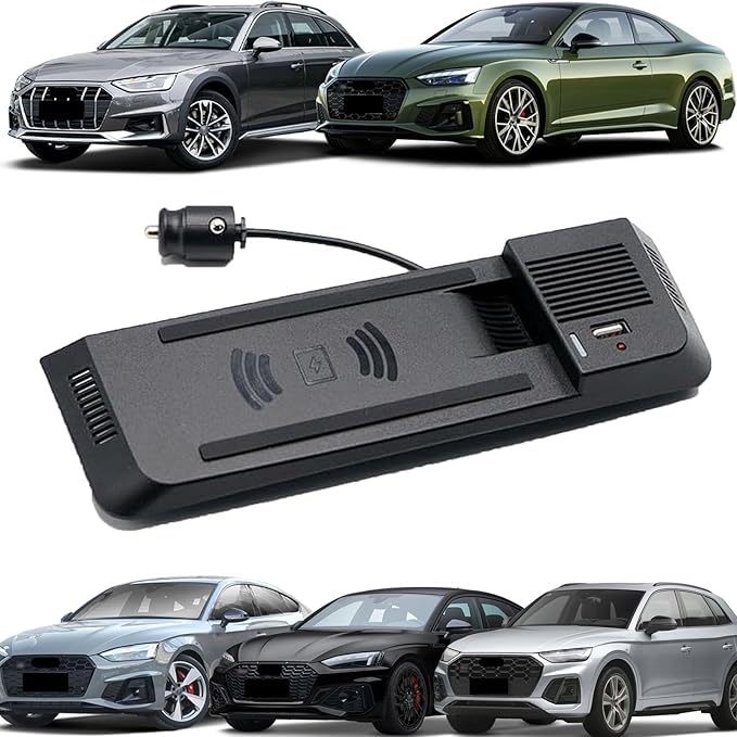 CenNa Wireless Car Charger for Audi A4 Allroad/A4/A5/S5/Rs5/Q5/Sq5 (2008-2018) All Models Accessory with 15w Wireless and USB Qc3.0 Fast Charging, Gift for Family