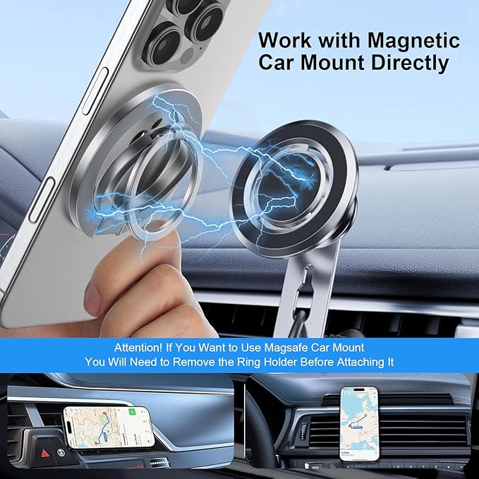 Magnetic Phone Grip Holder for MagSafe Kickstand Gym Phone Grip Stand Dual-Sided Magnetic Finger Ring for iPhone 17 16 Pro Max 16e 15 14 13 12 Samsung S25 Edge S24 S23 S22 S21,for Wireless Car Mount