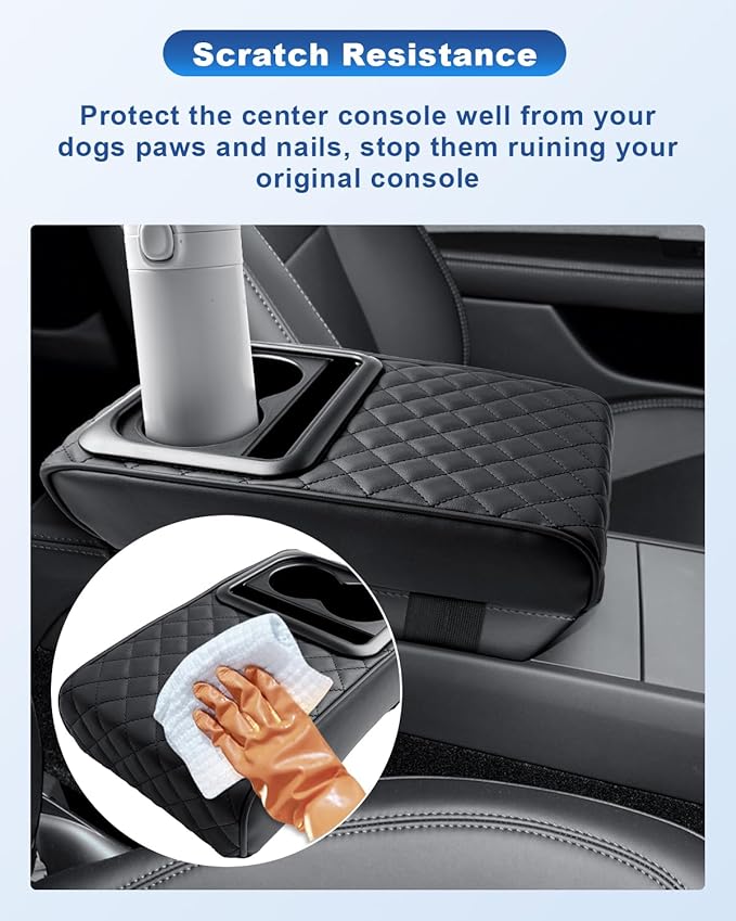 CDEFG for 2024 2025 Tesla Cybertruck Center Console Armrest Pillow, Cybertruck Armrest Cushion with Cup Holders, Elbow Support Pad Arm Rest Extender 2024 2025 Cybertruck Accessories