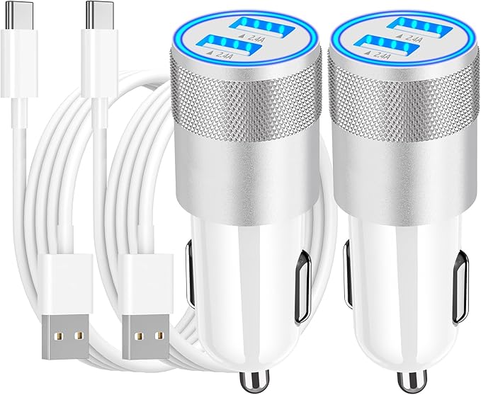 [Apple MFi Certified] iPhone 17 Car Charger, Braveridge 2Pack 4.8A USB Power Cigarette Lighter USB-C Fast Car Charging + Type-C Cable for iPhone 17/17 Air/17 Pro/17 Pro Max/16/15/Galaxy S26/S25/Pixel