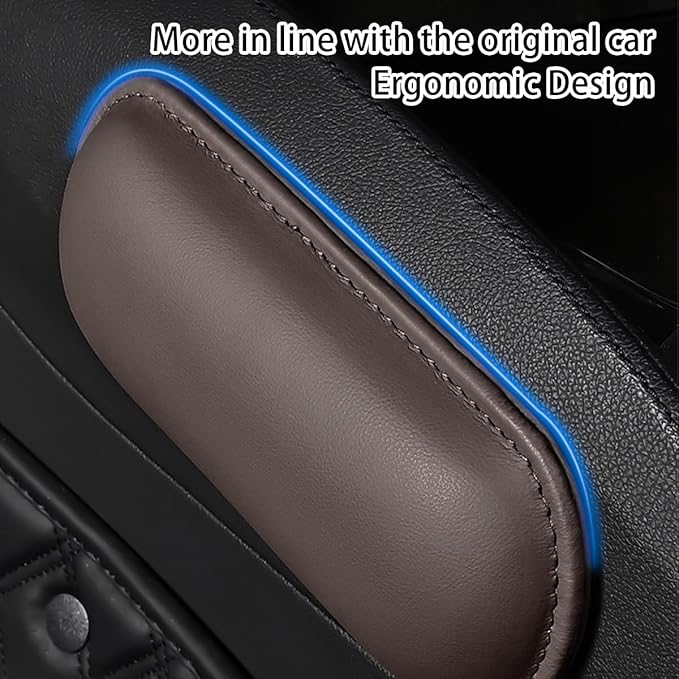 Mandark Car Knee Cushion Pad, Leather Memory Foam Vehicle Door Armrest Pillow for Leg Elbow, Comfort Auto Interior Center Console Thigh Support Mat Accessories, Universal for Most Cars (Brown)