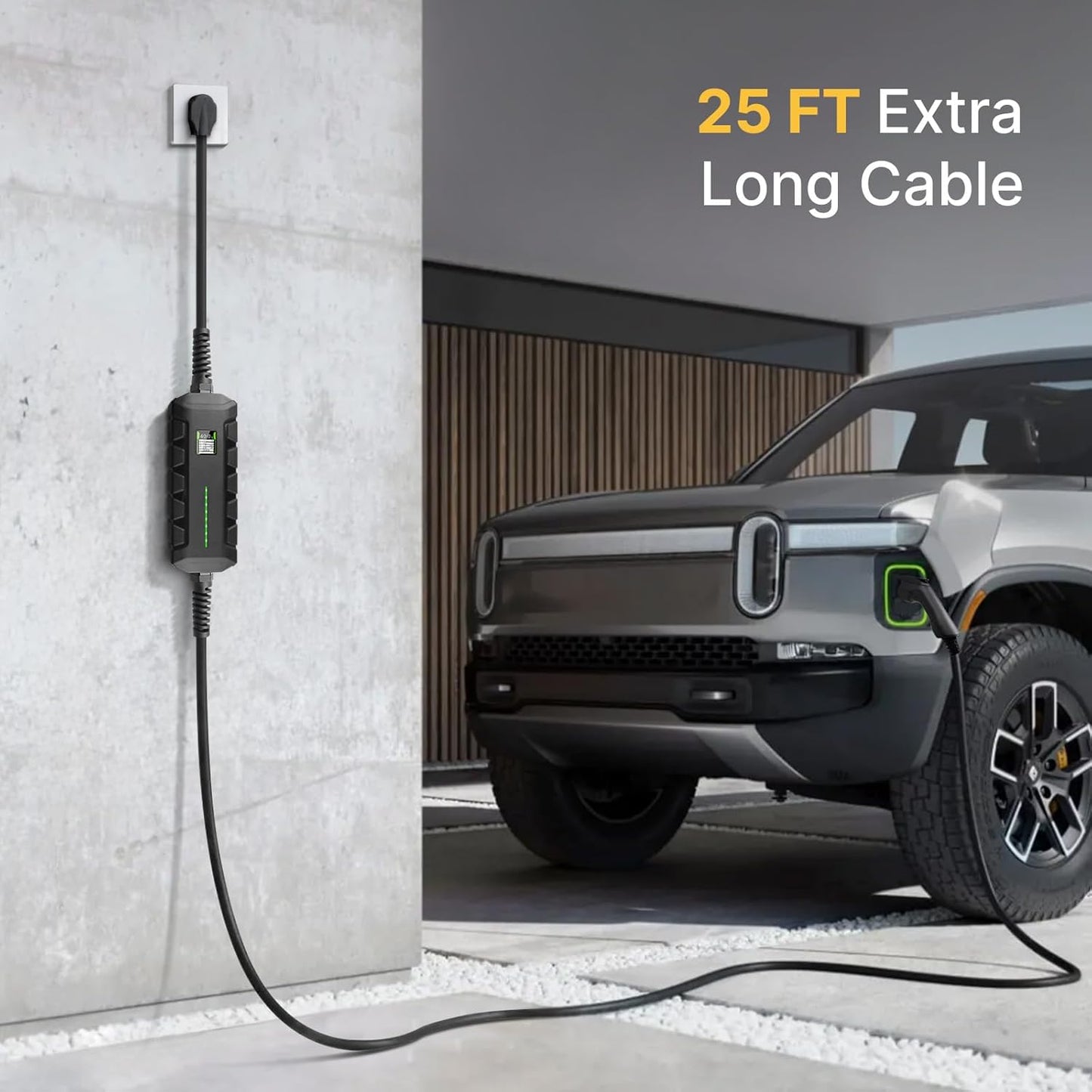 Level 2 EV Charger ETL Certified, 30A 7.2KW Home Charging Station, Plug-in NEMA 10-30, Portable EV Charger with 25FT Cable for SAE J1772 Cars