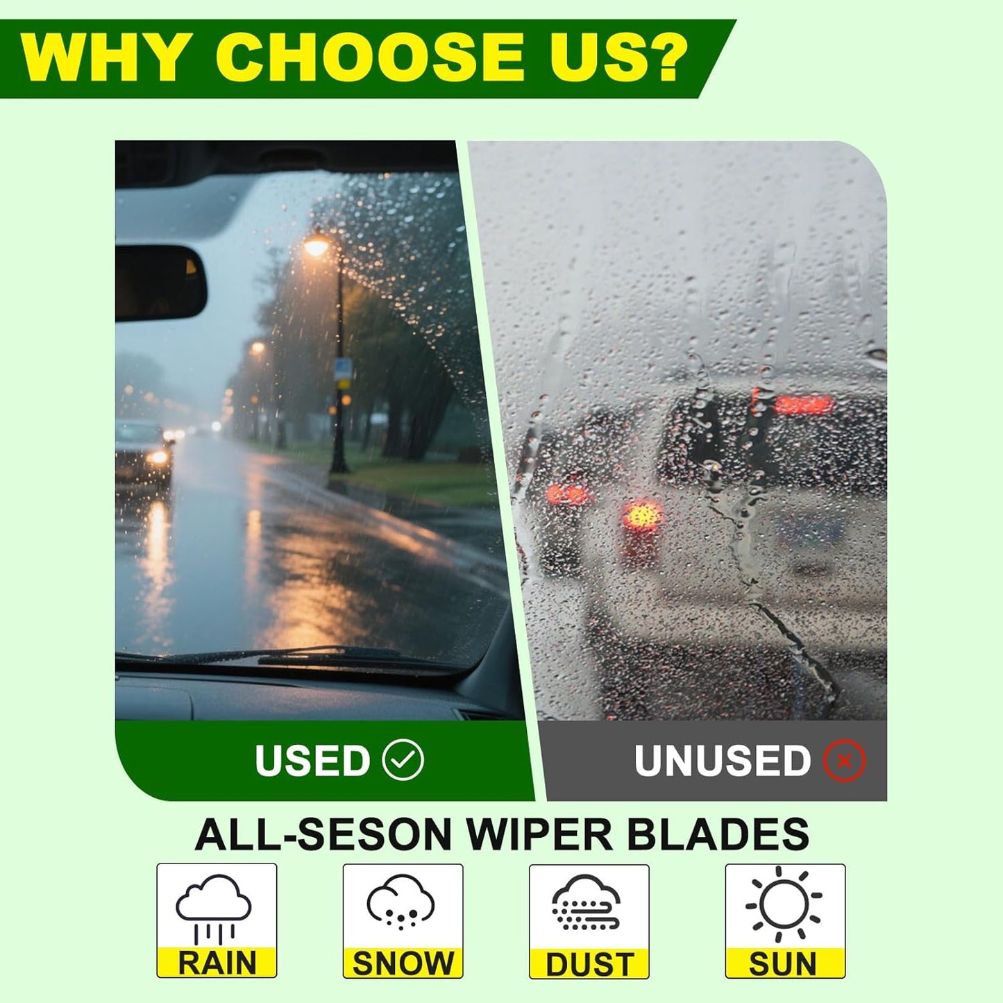 OEM Quality 22in + 20in Premium All-Season Windshield Wiper Blades for Original Equipment Replacement(Set of 2)