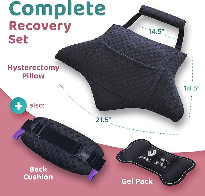 Zomaple Recovery Hysterectomy Pillow with Gel Pack & Lumbar Support – Post Abdominal Surgery Must Haves – Ideal for C-Section, Laparoscopic & Hernia Healing Comfort