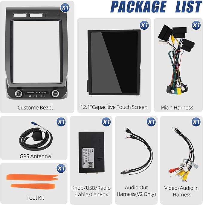 Car Stereo Upgrade for Ford F150 2015 2016 2017 2018 2019 2020 Android Radio,12.1inch Touch Screen Replacement,Built in GPS,Suppt Wireless Carplay Android Auto (V2)