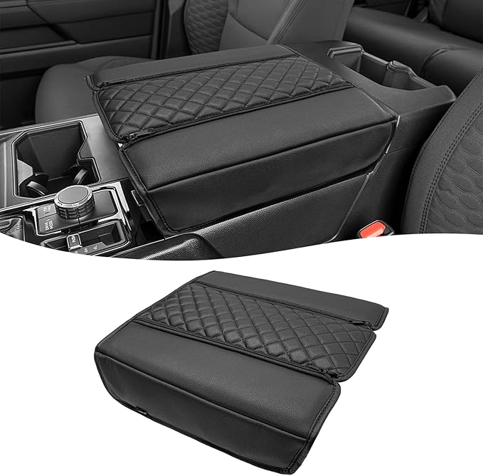 KBH Center Console Armrest Cover for Toyota Tundra 2022 2023 2024 2025 2026, Vinyl Leather Trim, Durable Middle Console Protector, Zipper Closure, Anti-Scratch