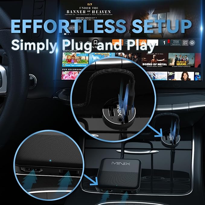 MINIX Car TV Mate Only for Cars with Factory Wired CarPlay Function HDMI Converter HDMI Multimedia Adapter for Fire TV Stick Gaming Laptop Switch Screen Throwers DVD Set-top Boxes 2.4GHz WiFi