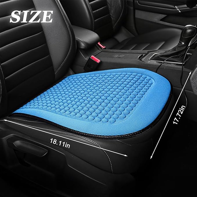 Car Front Seat Bottom Cover, Cool Breathable Anti-Slip Vehicle Driver Seat Protector Cushion, Comfortable Auto Interior Chair Protection Pad Mat, Universal for Truck SUV Sedan (Blue)