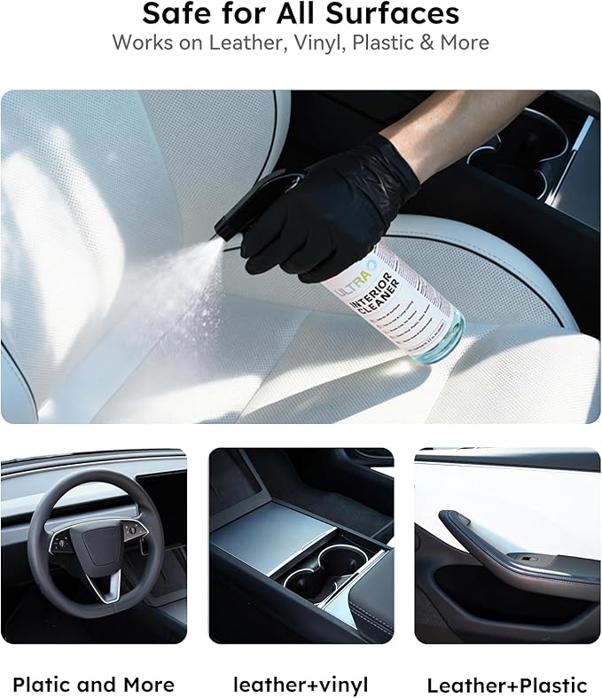 Premium Car Interior Cleaner (17oz Brush + Towel) | Interior Car Cleaner for Leather, Vinyl, Glass & Plastic | Residue-Free Matte Finish for Upholstery, Dash, Trim & Screens - Safe on All Surfaces