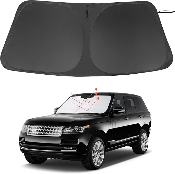 Windshield Sun Shade Custom Fit for 2013-2021 Land Rover Range Rover (Not Fit Range Rover Sport) Accessories Foldable Sunshade Sun Blocker Protect Car from Sun Rays & Heat Damage Keep Car Cooler