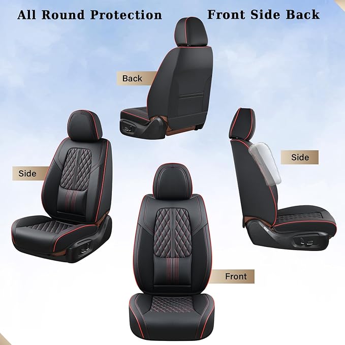 Coverado Seat Covers, Car Front Seat Covers with Backrest, Nappa Leather Car Seat Protectors,Waterproof &Breathable,Anti-Slip Automotive Seat Cushion, Universal Fit for Most Vehicles,2Pcs Black