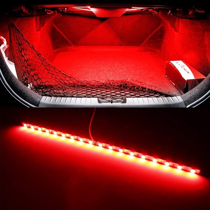 iJDMTOY 18-SMD-5050 LED Strip Light Compatible with Car Trunk Cargo Area or Interior Illumination, Brilliant Red
