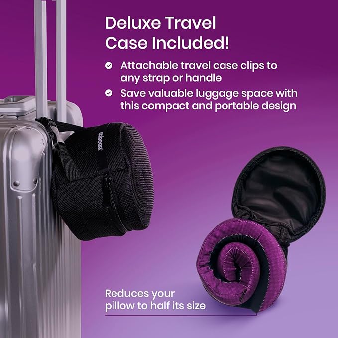 Cabeau Evolution Cool Long Haul Flight Cooling Travel Neck Pillow with Supportive Memory Foam, Airflow Vents, Compact Carrying Case, Purple