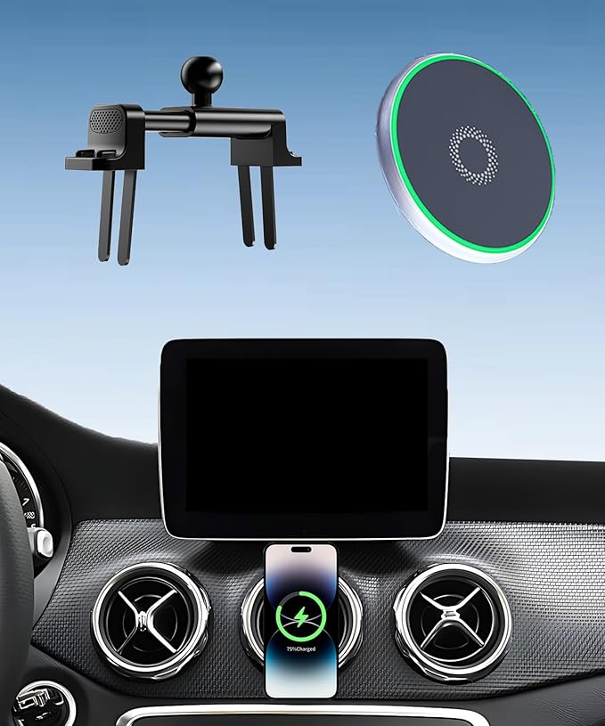 Car Phone Holder for Mercedes Benz C-Class E-Class S-Class B-Class A-Class GLC/GLE/GLS/GLB/GLA-Class 2016-2025 Accessories 15W Fast Wireless Charger Cell Phone Mount 360° Rotation