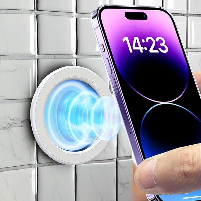 3 Pack Wall Mount Magnetic Phone Holder for iPhone 17/17 Pro/17 Pro Max/Air/16 15 14 13 12 Pro Max Plus mini, Hands-Free Magnet Shower Mirror Cell Phone Holder/Car Sticker Phone Stand, White