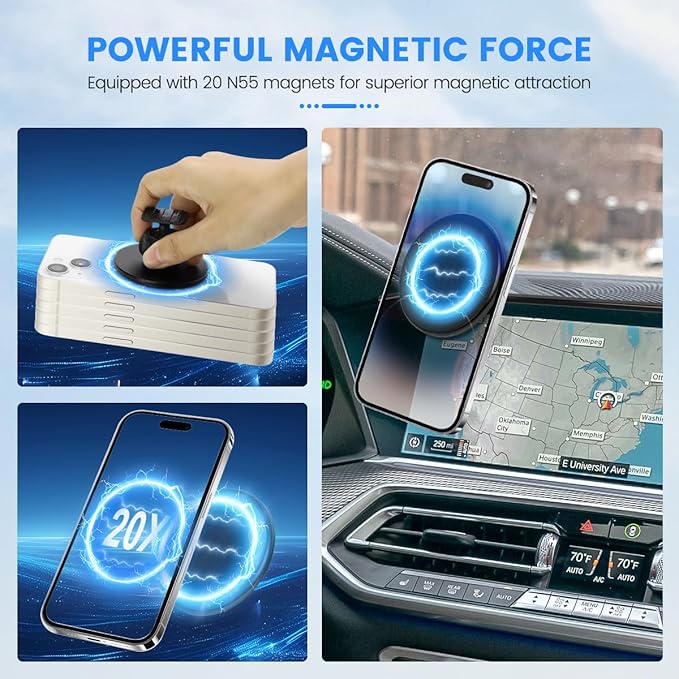 Car Phone Holder Fit for BMW X5 2019-2023/X6 2020-2023/X7 2019-2022 Accessories 12.3-Inch Screen Fixed Clip, Phone Mount Compatible with MagSafe Hands-Free 360°Rotation Automobile Cradles