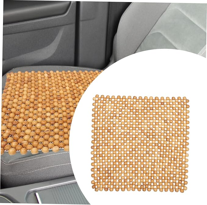 Pine Wood Beaded Seat Cushion Cooling Square Car Seat Cover Comfortable Office Chair Pad for Driving and Home Use