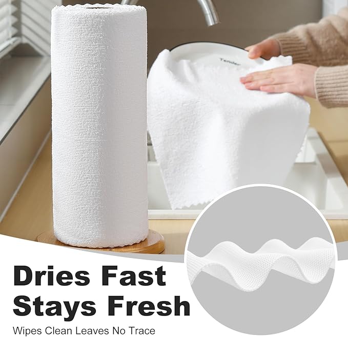 Jessy Home 2 Roll Reusable Paper Towels,100 Sheets Tear Away Microfiber Cleaning Cloth, Lint Free Cleaning Rags for Kitchen, Dishcloth,Household Cleaning Supplies