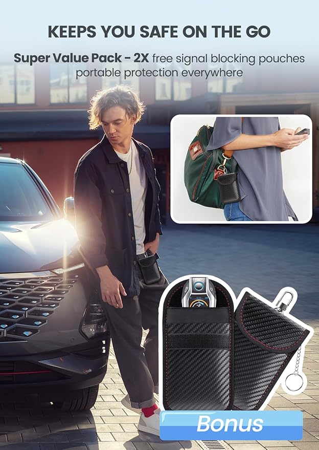 Samfolk Faraday Box with Faraday Bags for Car Keys, Car Key Signal Blocking Box, Keyless Entry Car Key Safe Protector Car Alarm Anti-Theft Shielding Cage