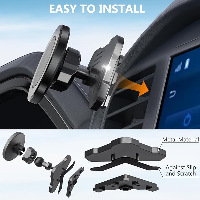 Surfcabin CNC Magnetic Truck Air Vent Phone Holder, Metal Phone Mount Cradles for F150, Compatible with Ford F150 2021-2026 & Super Duty F250 F350 F450 2021-2025 and Most Cellphones