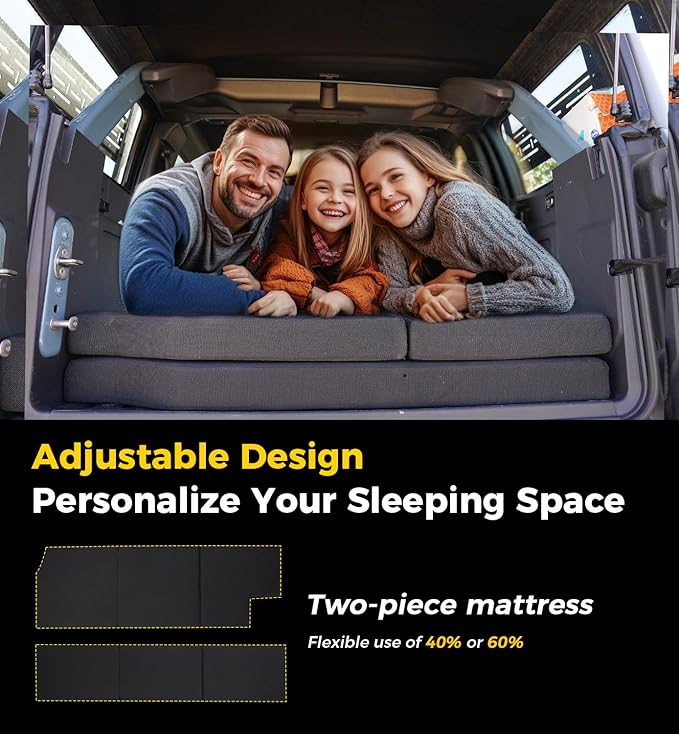 Xprite Upgraded Bronco Mattress Kit - 3" Thick Premium Foam Bed Pad & Leveling Pad, Foldable Portable Trunk Sleeping Platform Compatible with 2021-2026 Ford Bronco 4-Door Camping & Overlanding