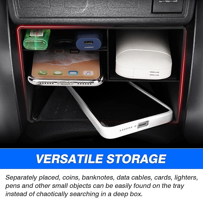Autorder Center Console Organizer for Toyota Corolla Cross 2022 2023 2024 2025 Without Wireless Charger Accessories Armrest Storage Box Secondary Insert Tray Black(Not for Corolla)