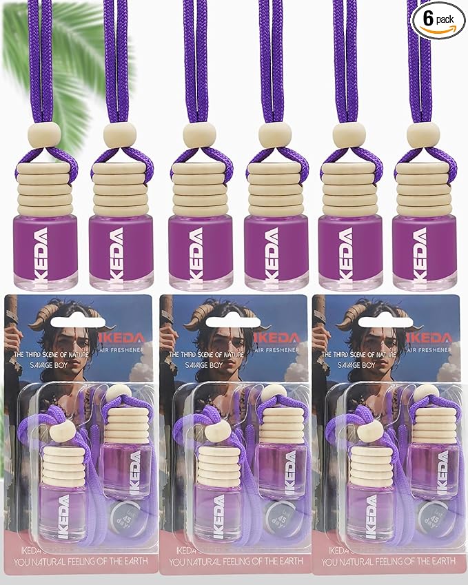 Car Air Freshener 4ml Car Scents | 45-Days Keep Fragrance | Automotive Hanging Diffuser Bottles | Remove Auto Odor Long-Lasting Fresh Air for Home Deodorizer (6pcs Savage Boy)