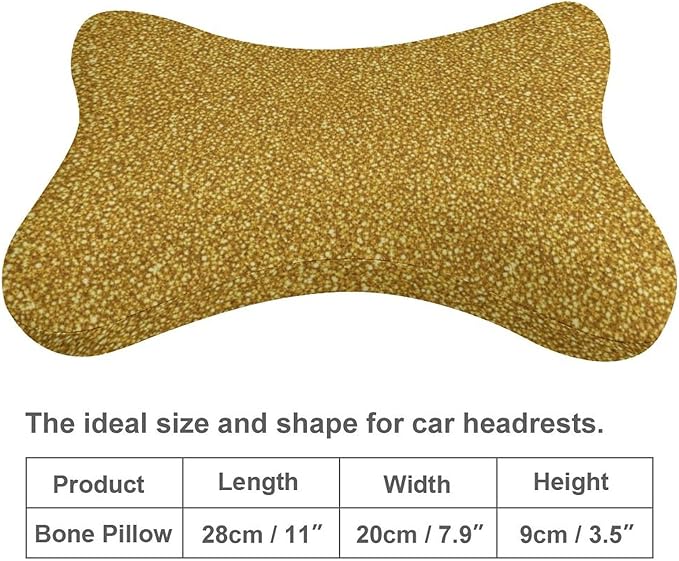 Headrest Pillow for Car Seat, 2 Pcs Memory Foam Neck Support Pillow for Neck Pain Relief, Compatible with Beautiful Gold Bling Glitter Sparkles Pattern Car Office Soft Travel Pillow