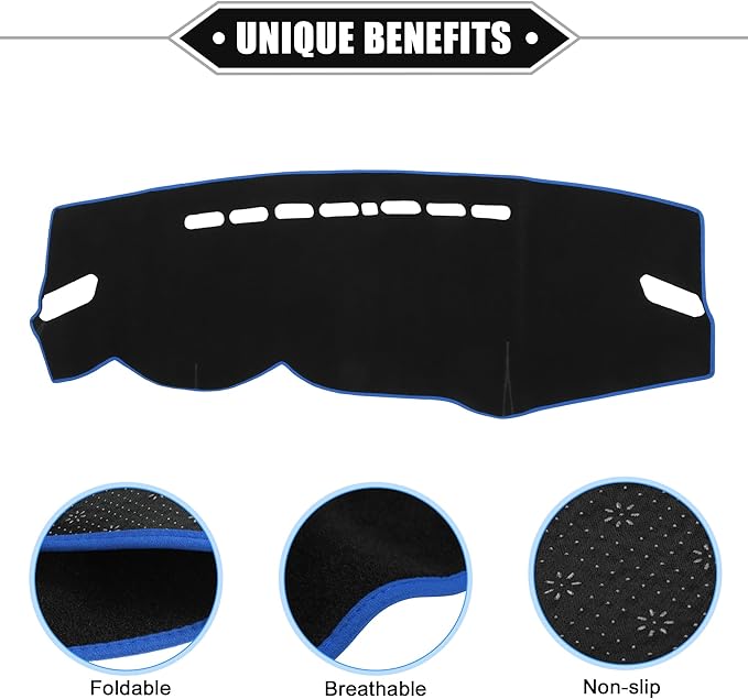 Dashboard Cover Compatible for Mitsubishi Outlander 2013-2020, Non-Slip Polyester Black Blue Dash Cover Mat Dash Board Protector Cover